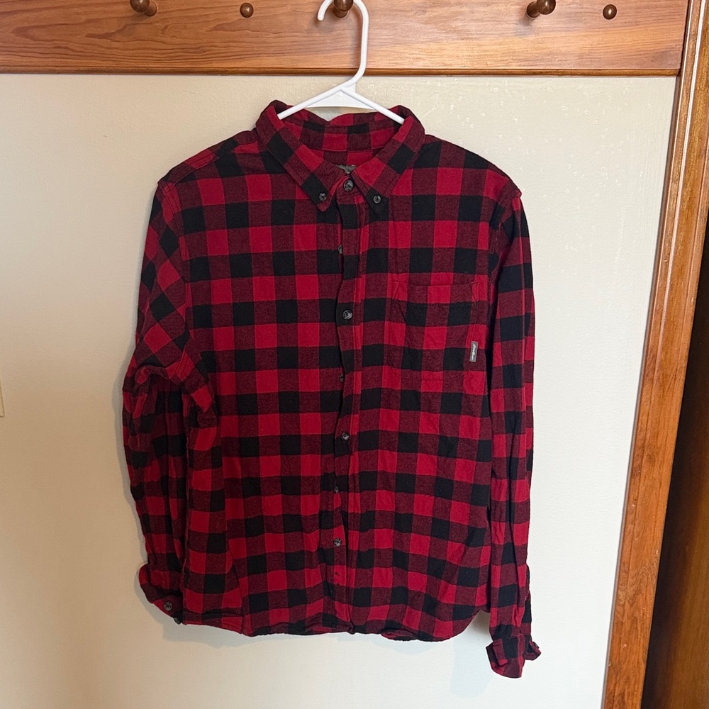 Eddie Bauer Red and Black Plaid Men's Shirt